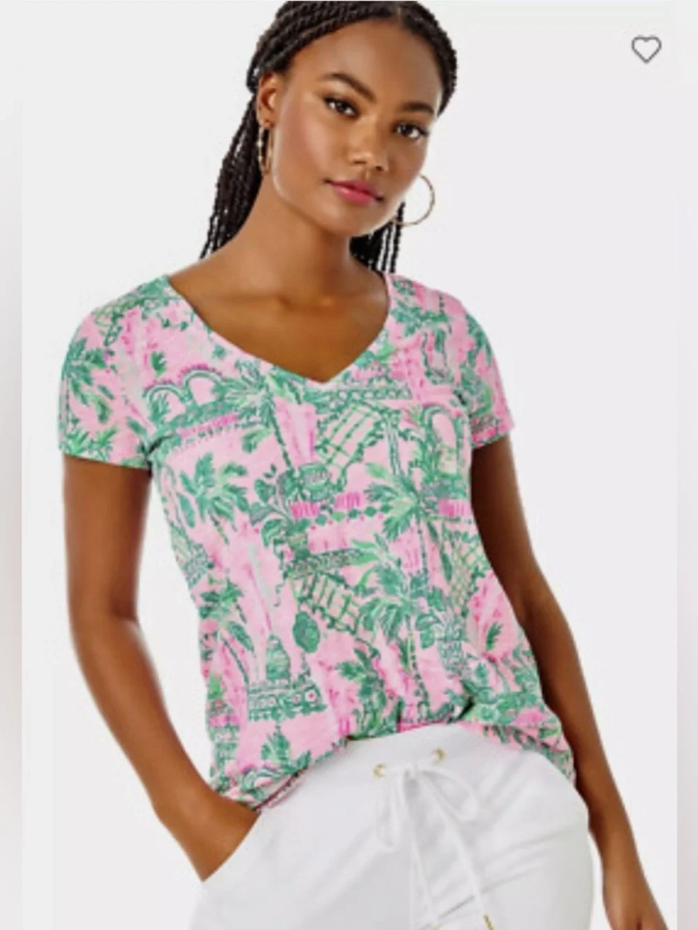 Lilly Pulitzer Etta V-Neck Top Mandevilla Baby Cotton Preppy Southern Medium - Picture 10 of 10